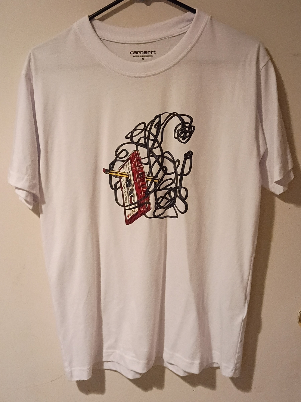 Carhartt White Short-Sleeve Tee with Red Cassette Graphic